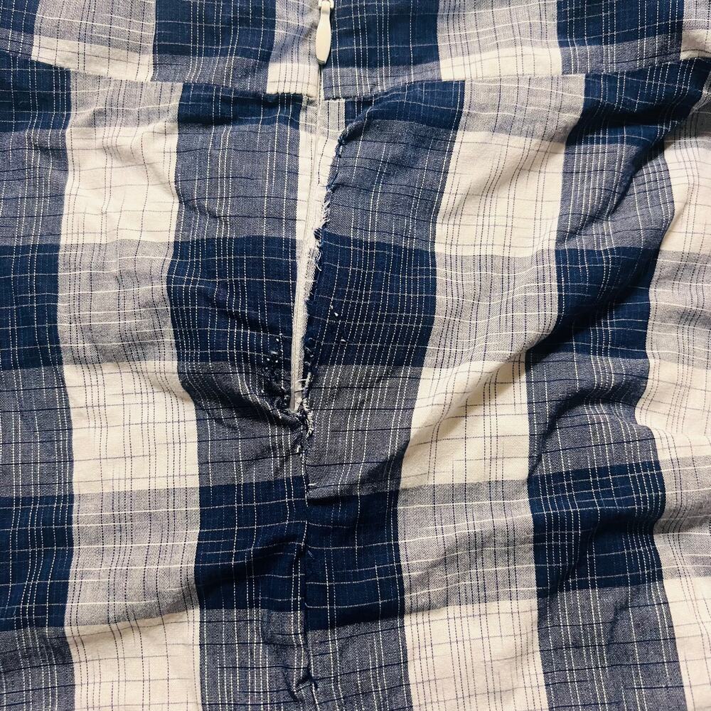 Adelyn Rae Daisy Dress Size Medium Gingham Off Shoulder Open Back Blue White - Picture 6 of 15